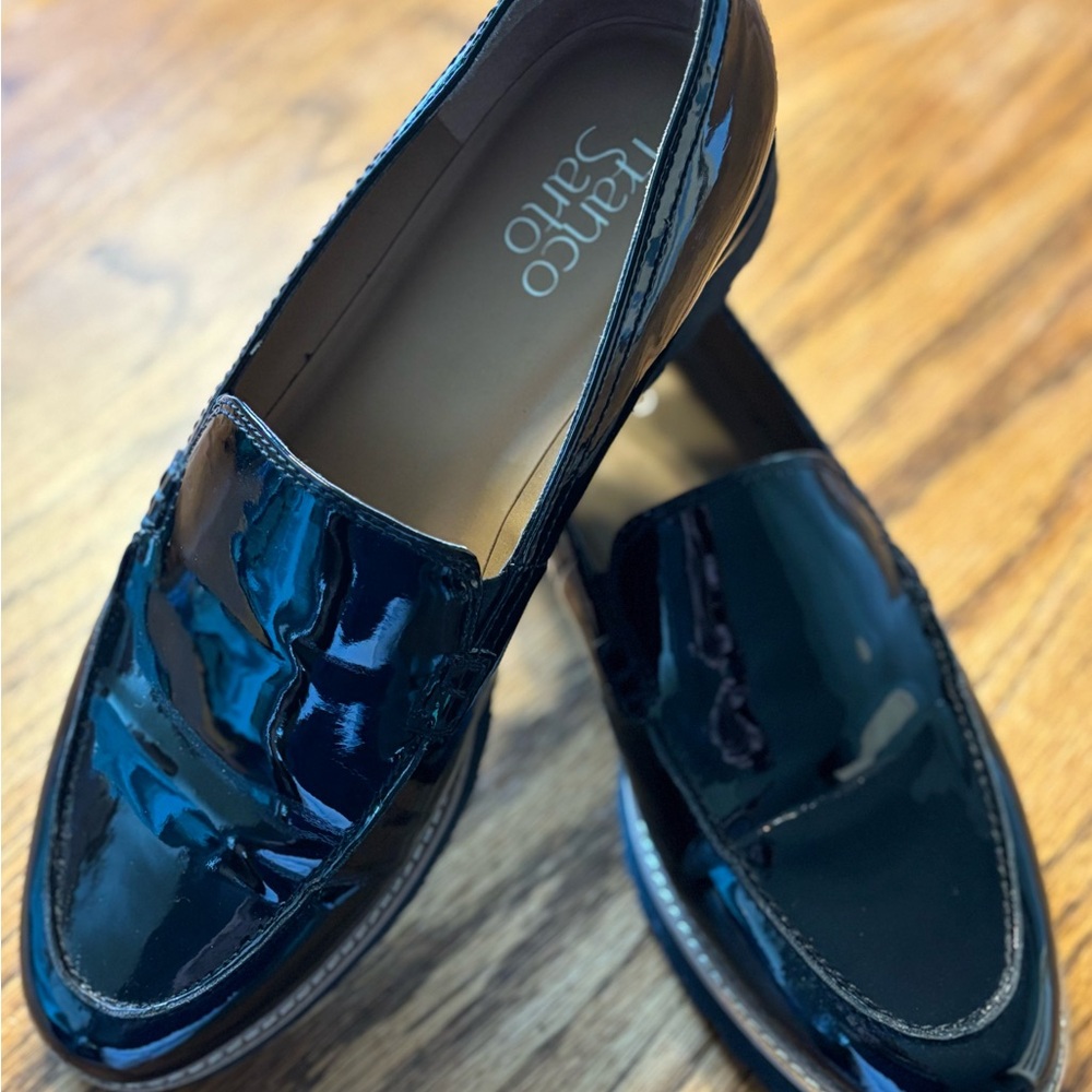 Franco Sarto Black Patent Loafers
